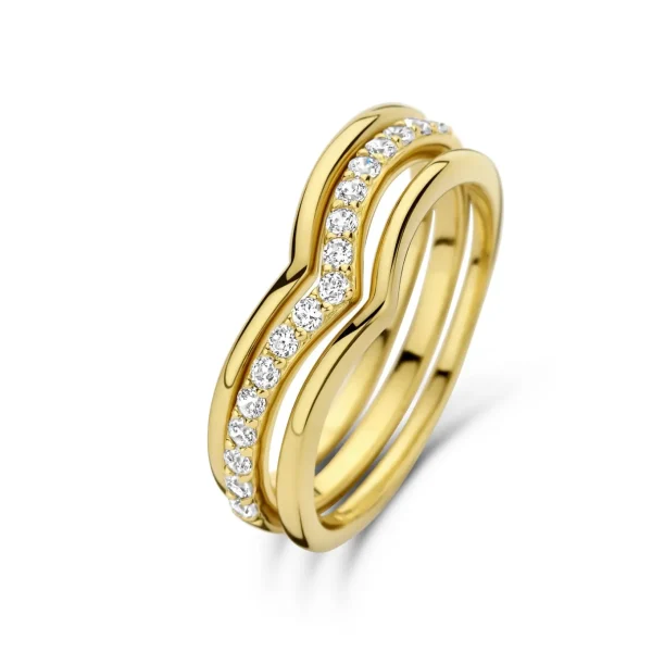 Santa Maria della Base 925 sterling zilver gold plated ringen met zirkonia stenen