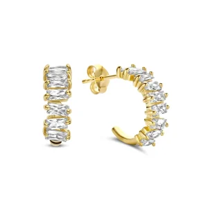 Santa Maria della Base 925 sterling zilveren gold plated oorringen met zirkonia stenen