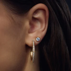 Santa Maria della Base 925 sterling zilver gold plated Creolen met zirkonia stenen