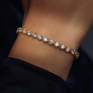 Santa Maria della Base 925 sterling zilver gold plated armband met zirkonia stenen