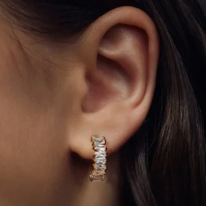 Santa Maria della Base 925 sterling zilveren gold plated oorringen met zirkonia stenen