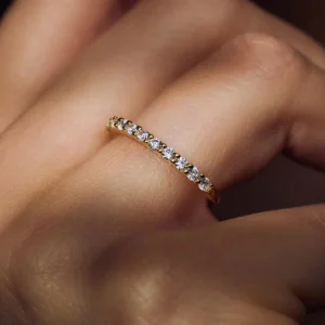 Santa Maria della Base 925 sterling zilver gold plated ring met zirkonia stenen