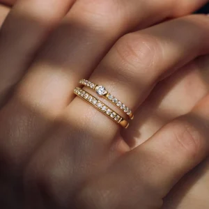 Santa Maria della Base 925 sterling zilver gold plated ring met zirkonia stenen