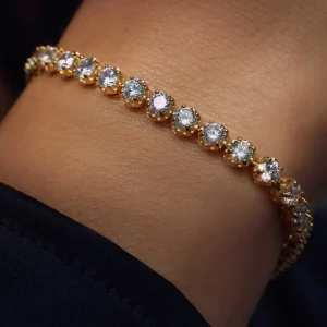 Santa Maria della Base 925 sterling zilver gold plated armband met zirkonia stenen