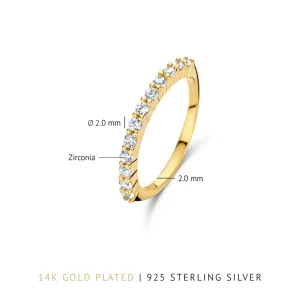 Santa Maria della Base 925 sterling zilver gold plated ring met zirkonia stenen