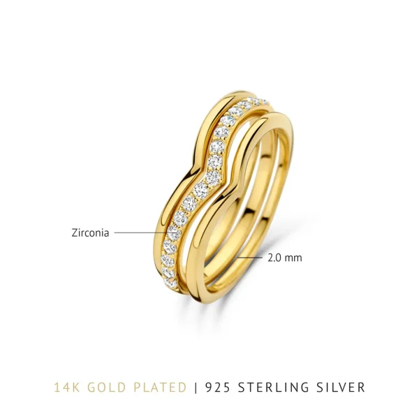 Santa Maria della Base 925 sterling zilver gold plated ringen met zirkonia stenen