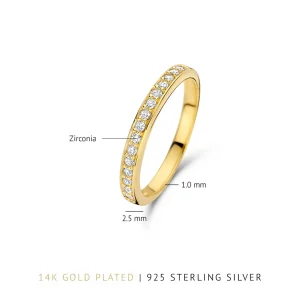 Santa Maria della Base 925 sterling zilver gold plated ring met zirkonia stenen