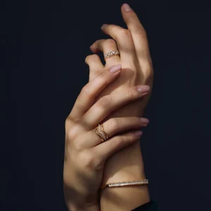 Santa Maria della Base 925 sterling zilver gold plated ring met zirkonia stenen