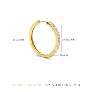 Santa Maria della Base 925 sterling zilver gold plated Creolen met zirkonia stenen