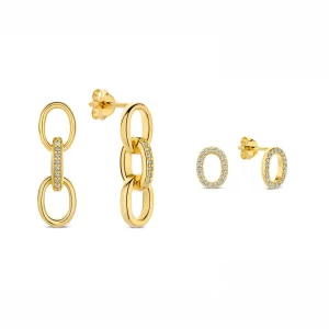 Sorprendimi 925 sterling zilveren gold plated oorbellen set