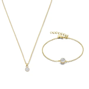 Sorprendimi 925 sterling zilveren gold plated ketting en armband giftset