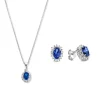 Sorprendimi 925 sterling zilver Ketting en Oorknoppen Giftset met blauwe zirkonia steen