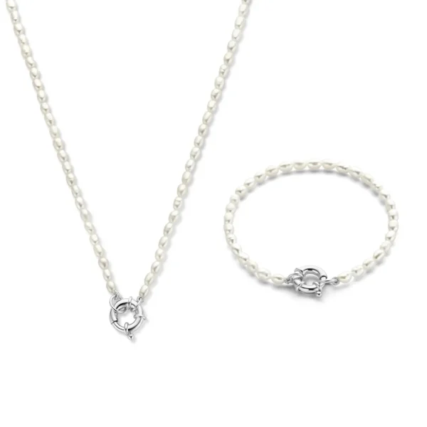 Sorprendimi 925 sterling zilver Ketting en armband Giftset met zoetwaterparels