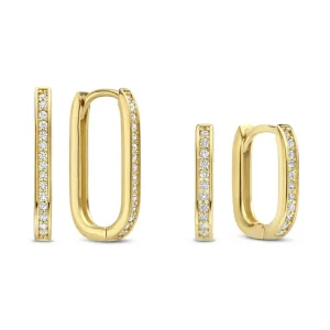 Sorprendimi 925 sterling zilver gold plated oorbellen bezet met zirkonia steentjes