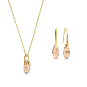 Sorprendimi 925 sterling zilveren gold plated Ketting en Oorhangers Giftset