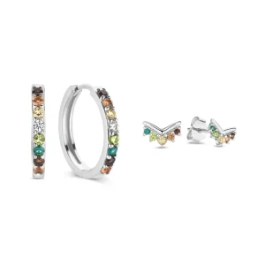 Sorprendimi 925 sterling zilveren oorbellen bezet met gekleurde zirkonia stenen