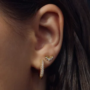 Sorprendimi 925 sterling zilver gold plated oorbellen bezet met zirkonia steentjes