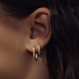 Sorprendimi 925 sterling zilver gold plated oorbellen bezet met zirkonia steentjes