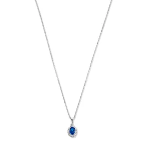 Sorprendimi 925 sterling zilver Ketting en Oorknoppen Giftset met blauwe zirkonia steen