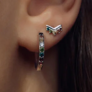 Sorprendimi 925 sterling zilveren oorbellen bezet met gekleurde zirkonia stenen