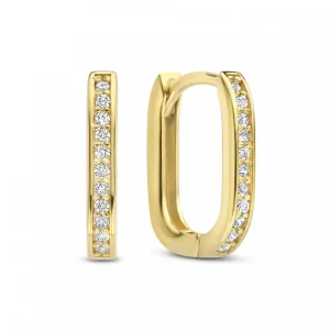 Sorprendimi 925 sterling zilver gold plated oorbellen bezet met zirkonia steentjes