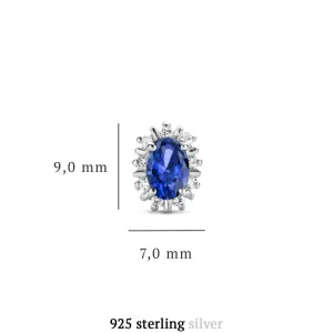 Sorprendimi 925 sterling zilver Ketting en Oorknoppen Giftset met blauwe zirkonia steen