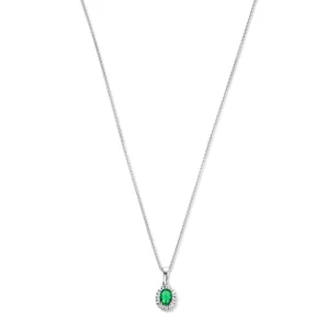 Sorprendimi 925 sterling zilver Ketting en Oorknoppen Giftset met groene zirkonia stenen