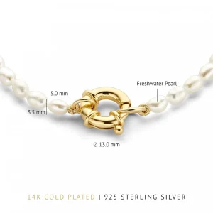 Sorprendimi 925 sterling zilver gold plated Ketting en armband Giftset met zoetwaterparels