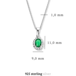 Sorprendimi 925 sterling zilver Ketting en Oorknoppen Giftset met groene zirkonia stenen