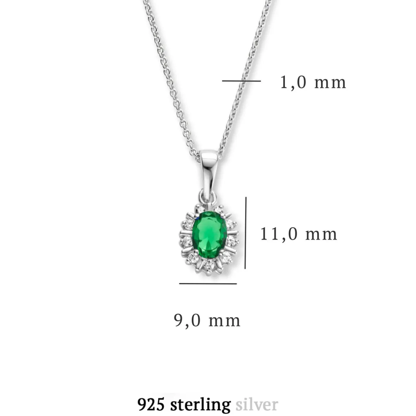 sorprendimi__sterling_zil_7-11.webp Sorprendimi 925 sterling zilver Ketting en Oorknoppen Giftset met groene zirkonia stenen