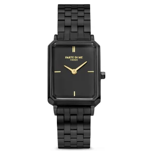Sorprendimi zwart horloge en 925 sterling zilveren gold plated armband